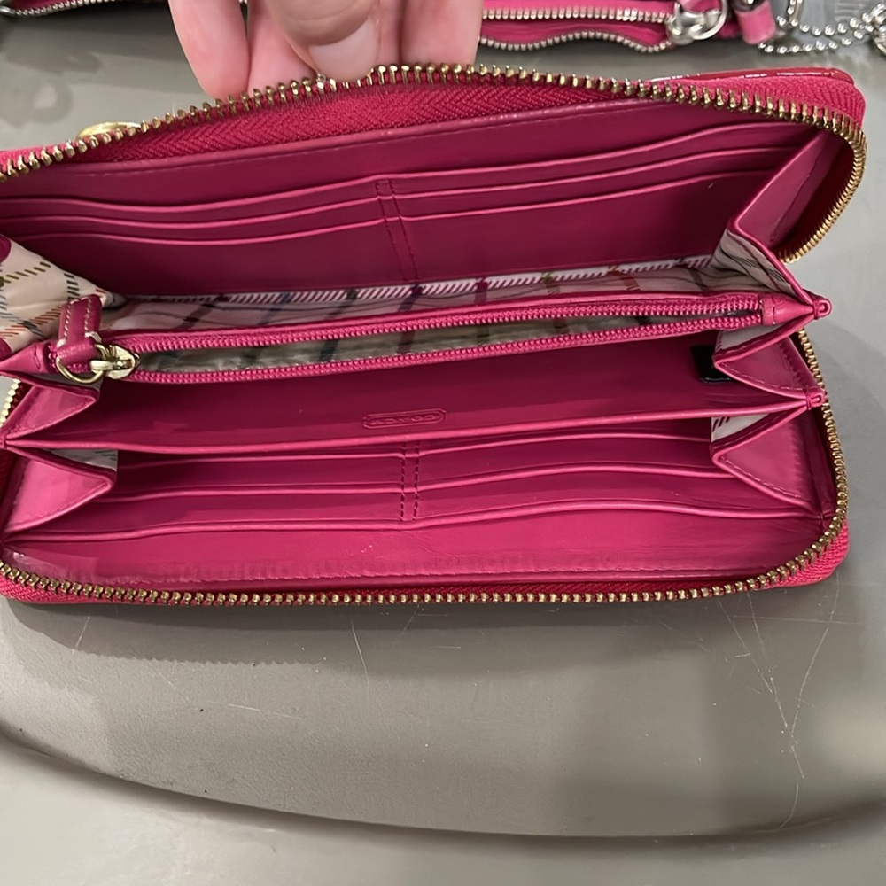 Accordion Zip Wallet Brown Tan Pink - Picture 3 of 4